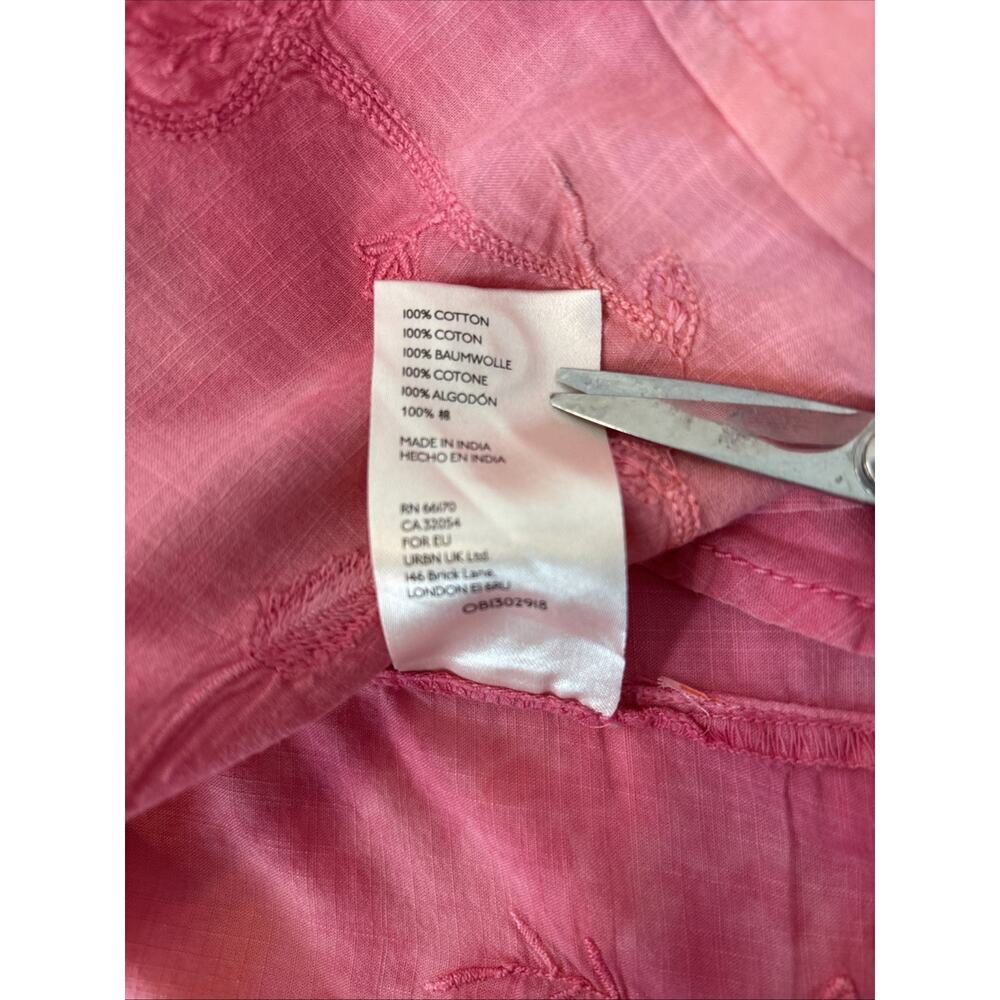 Anthropologie Pilcro Embroidered Tonal Pink Tie Dye Button Up S Boho Cottagecore - Picture 12 of 16